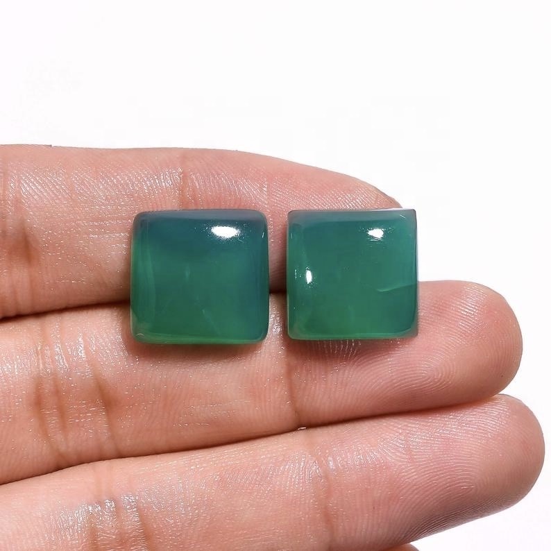 5mm Green Chalcedony Square Cabochon Loose Gemstones