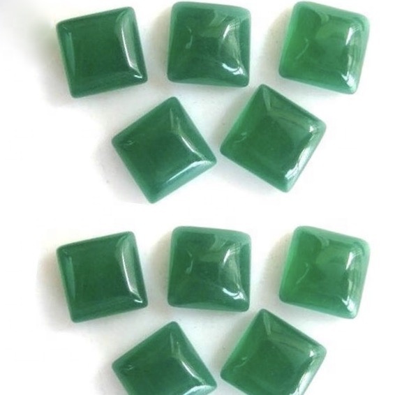 6mm Green Chalcedony Square Cabochon Loose Gemstones