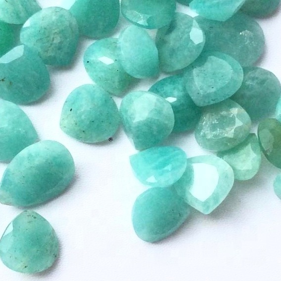 9mm Amazonite Faceted Heart Loose Gemstones