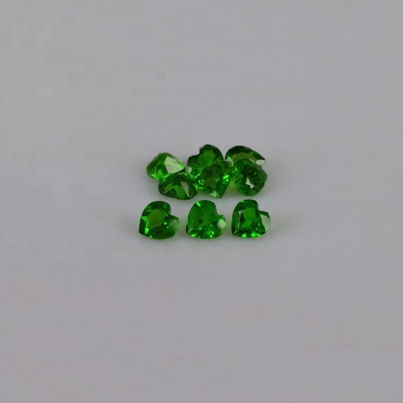 3mm Chrome Diopside Faceted Heart Loose Gemstones