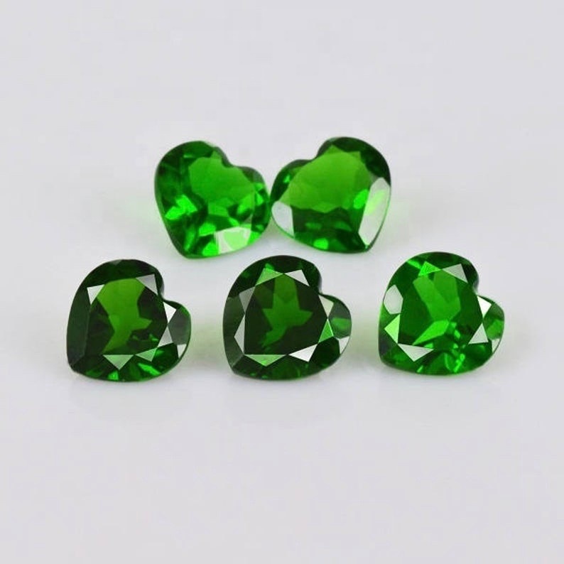 4mm Chrome Diopside Faceted Heart Loose Gemstones