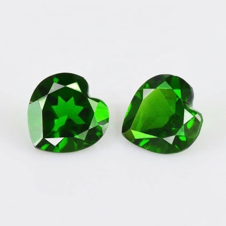 4mm Chrome Diopside Faceted Heart Loose Gemstones