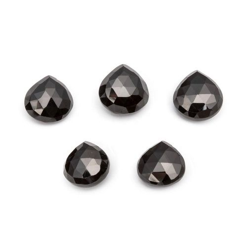 7mm Black Spinel Faceted Heart Loose Gemstones