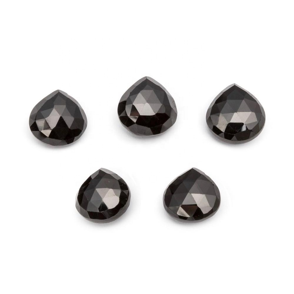 8mm Black Spinel Faceted Heart Loose Gemstones
