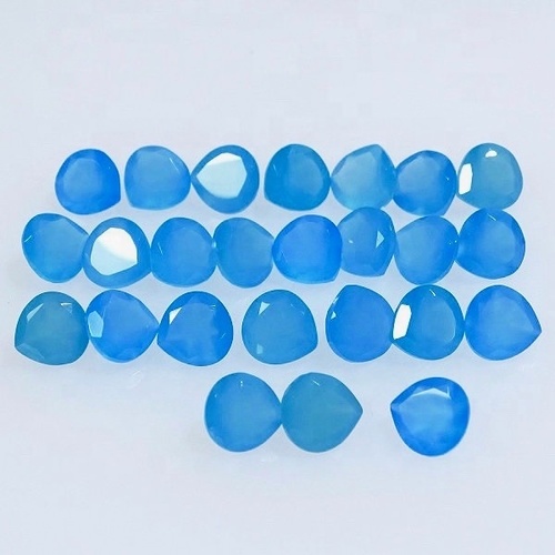 5mm Blue Chalcedony Faceted Heart Loose Gemstones