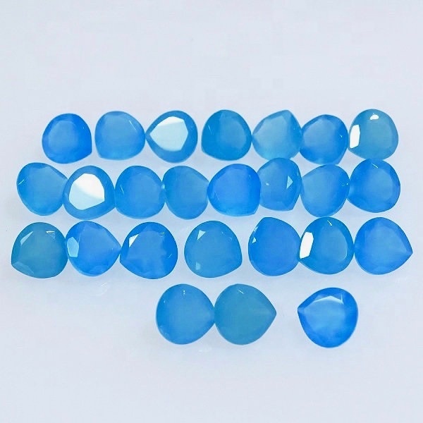 8mm Blue Chalcedony Faceted Heart Loose Gemstones