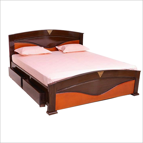 King Size Wooden Storage Bed - Polished Solid Wood, Elegant Indoor Home Furniture with Ample Storage Solutions