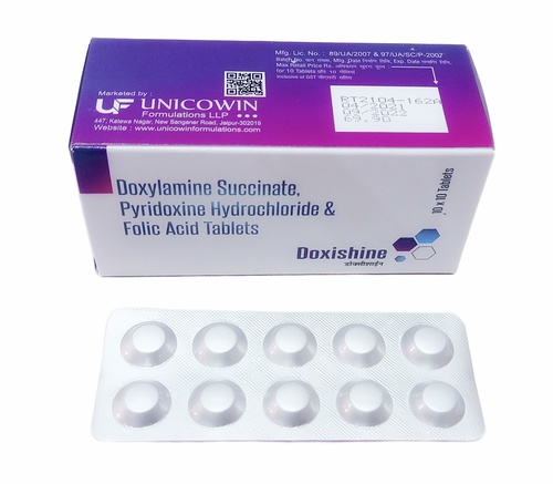 Doxylamine 10mg Vitamin B6 Pyridoxine 10mg Folic Acid 25mg