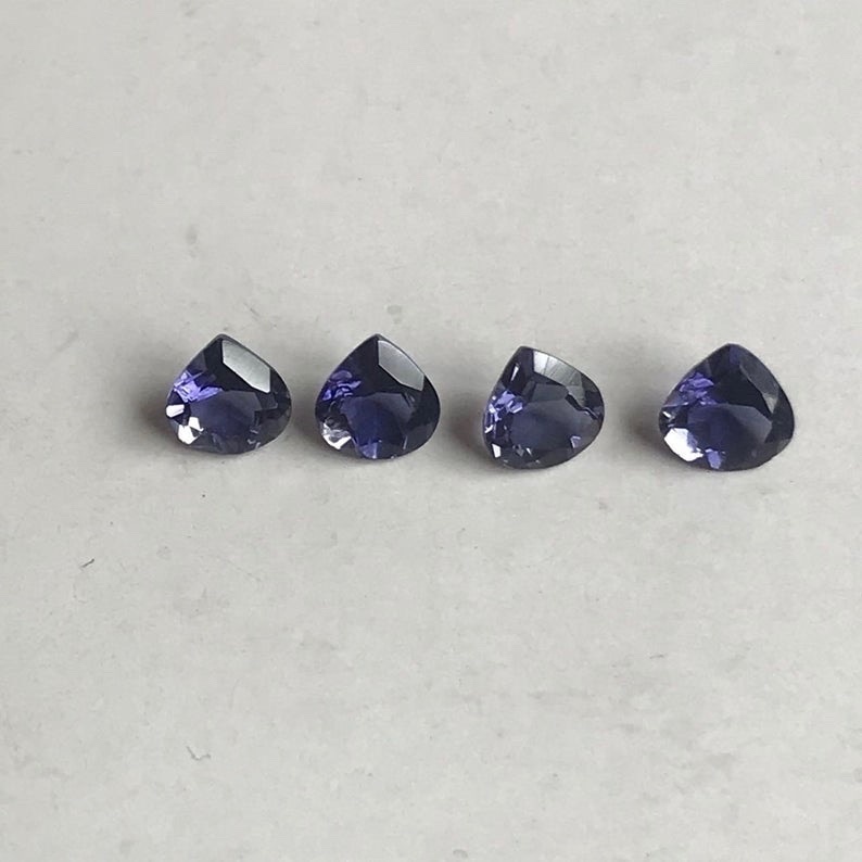 4mm Iolite Faceted Heart Loose Gemstones