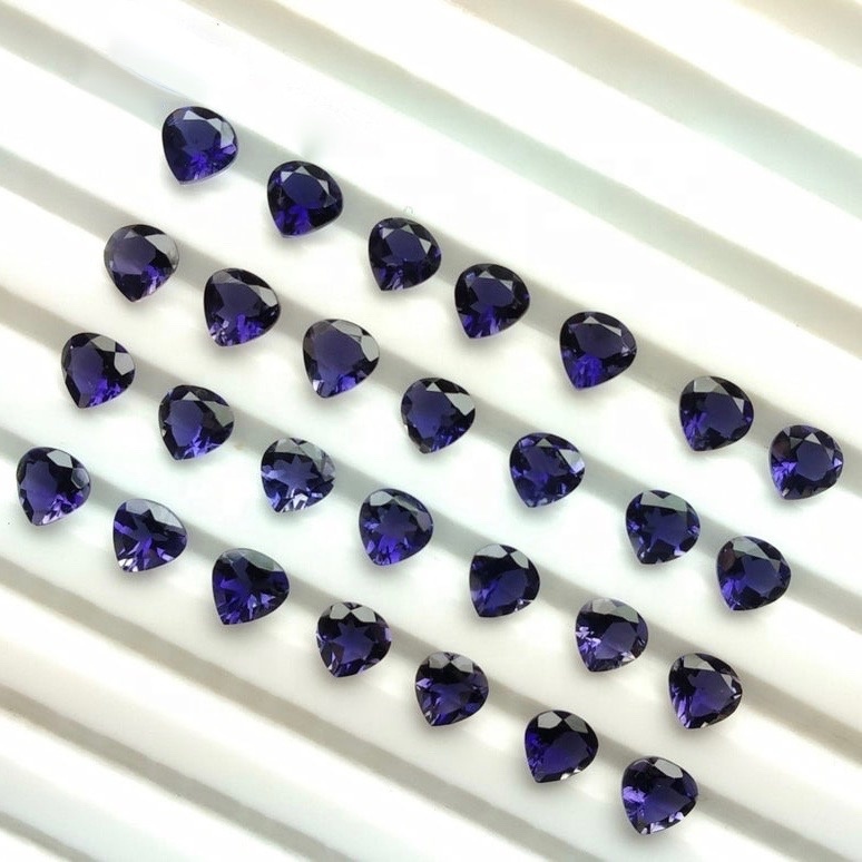8mm Iolite Faceted Heart Loose Gemstones