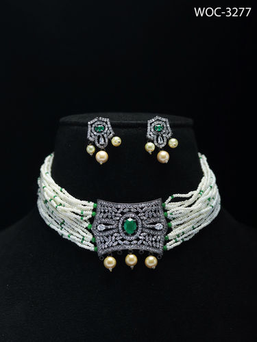 White Ad Cz High Quality Choker Set