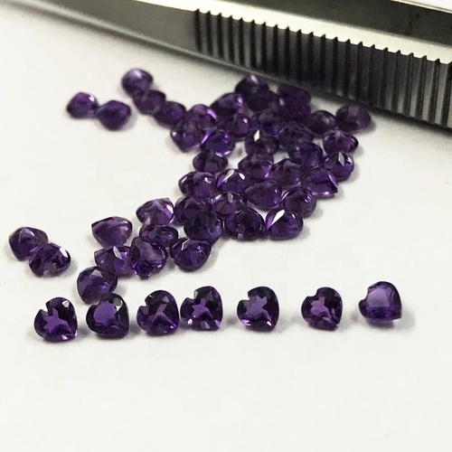 4mm African Amethyst Faceted Heart Loose Gemstones