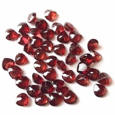 5mm Red Mozambique Garnet Faceted Heart Loose Gemstones