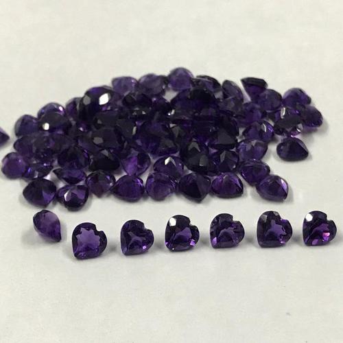 10mm African Amethyst Faceted Heart Loose Gemstones