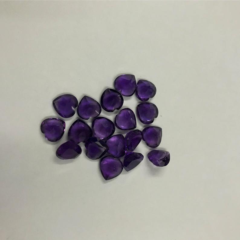 10mm African Amethyst Faceted Heart Loose Gemstones