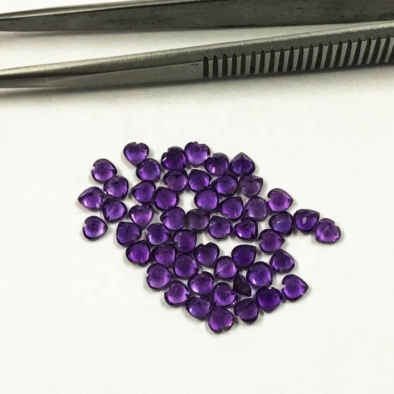 10mm African Amethyst Faceted Heart Loose Gemstones