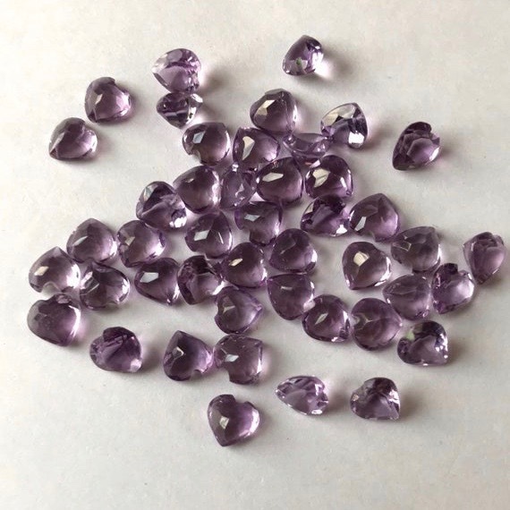 5mm Brazil Amethyst Faceted Heart Loose Gemstones