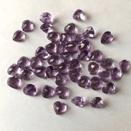 6mm Brazil Amethyst Faceted Heart Loose Gemstones