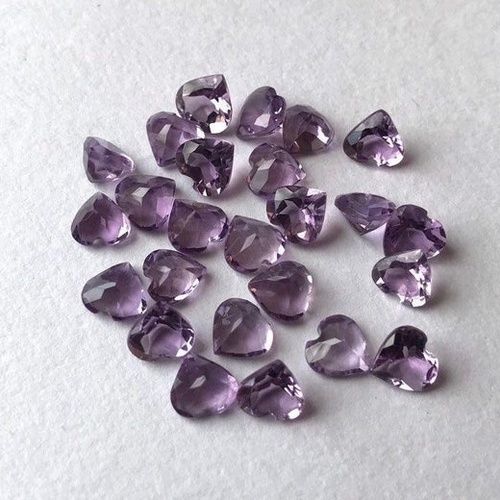 7mm Brazil Amethyst Faceted Heart Loose Gemstones