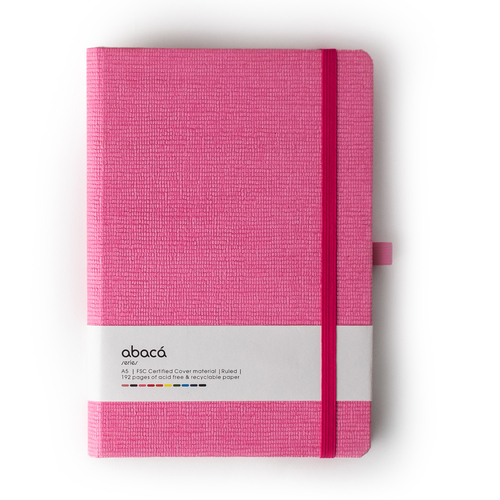 Comma Abaca - A5 Size - Hard Bound Notebook (Pink)