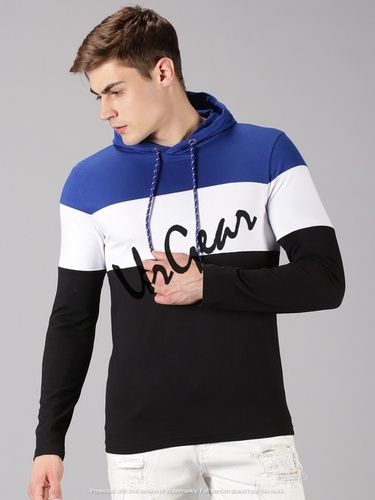 Multicolor Mens Hooded T Shirt