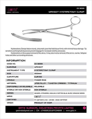 Maingot Hysterectomy Clamp By SNG LIFESCIENCES