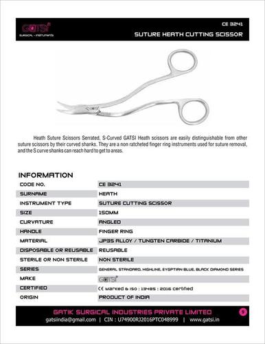 Suture Heath Cutting Scissor By SNG LIFESCIENCES