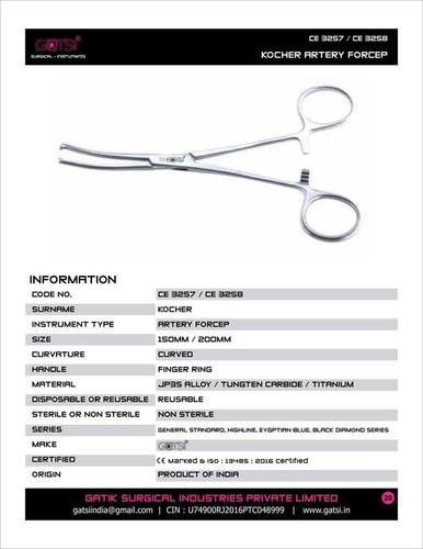 Kocher Artery Forcep