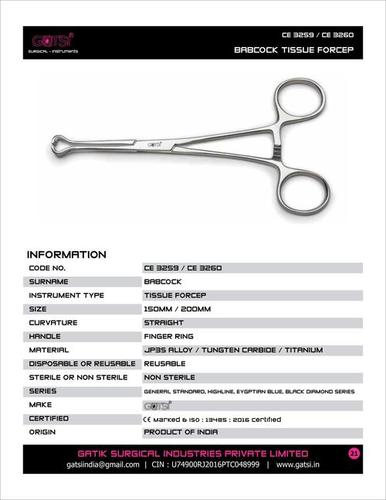 Babcock Tissue Forcep By SNG LIFESCIENCES