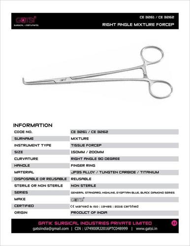 Right Angle Mixture Forcep By SNG LIFESCIENCES