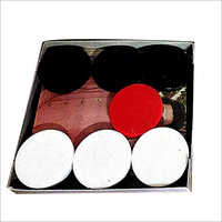 Carrom Board Coins - Plastic, 30 Mm Diameter, Round Shape | Smooth Finish, 12 Count In Red, White, Black