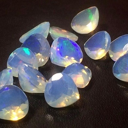 6mm Ethiopian Opal Faceted Heart Loose Gemstones