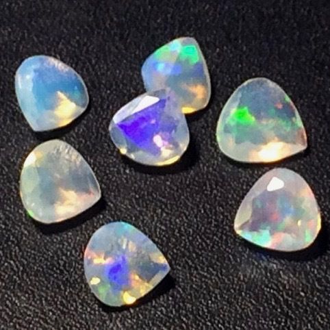 7mm Ethiopian Opal Faceted Heart Loose Gemstones