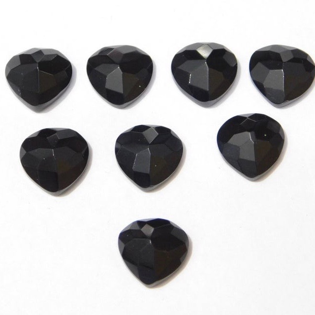 4mm Black Onyx Faceted Heart Loose Gemstones