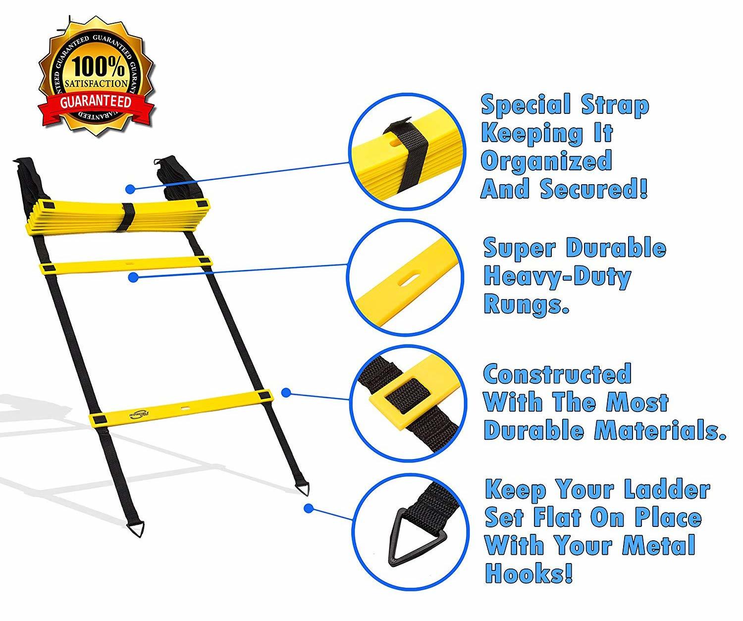 BELCO Sports Agility Ladder Agility Training Ladder Speed Flat Rung with Carrying Bag