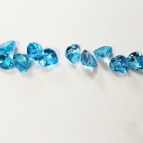 3mm Swiss Blue Topaz Faceted Heart Loose Gemstones