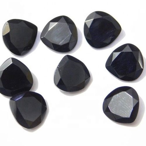 7mm Black Onyx Faceted Heart Loose Gemstones