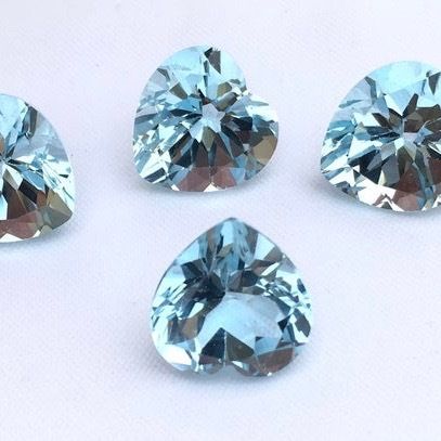 3mm Sky Blue Topaz Faceted Heart Loose Gemstones