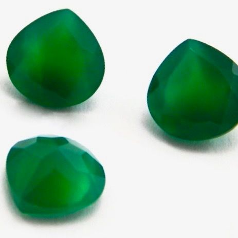 5mm Green Onyx Faceted Heart Loose Gemstones