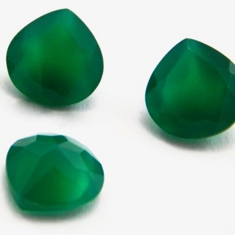 6mm Green Onyx Faceted Heart Loose Gemstones