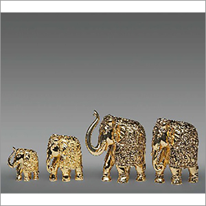 Gold Plated Elephants Statue