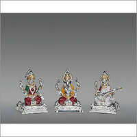 Silver Plated Ganesha Laxmi Sarawati