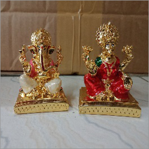 Gold Plated Pearl Finish Ganesh Laxmi