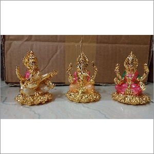 gold plated  Pearl Finish Ganesh Laxmi Saraswati