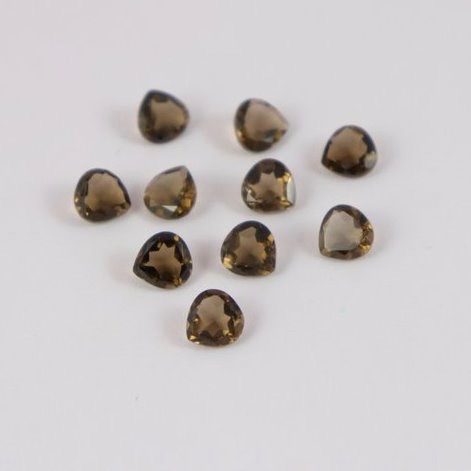 7mm Smoky Quartz Faceted Heart Loose Gemstones