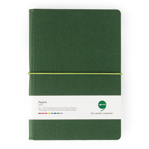 Comma Regina - A5 Size - Hard Bound Notebook (Dark Green)