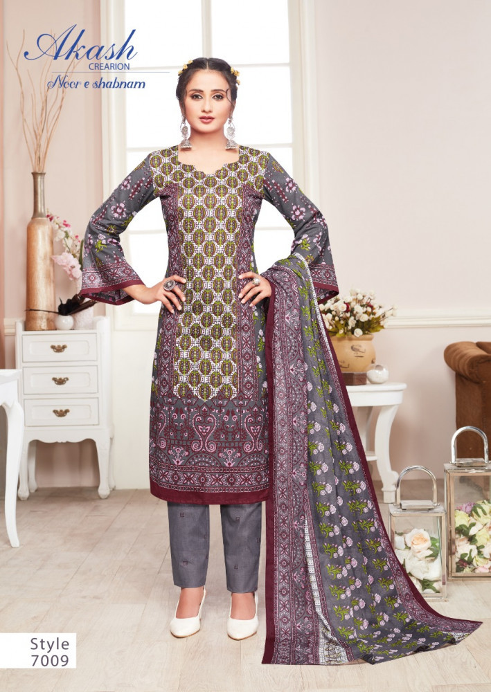 Akash Creation Noor E Shabnam Vol-7 Printed Cotton Dress Material Catalog