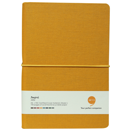 Comma Regina - A5 Size - Hard Bound Notebook (Mustard Yellow)