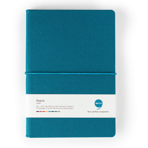 Comma Regina - A5 Size - Hard Bound Notebook (Peacock Blue)