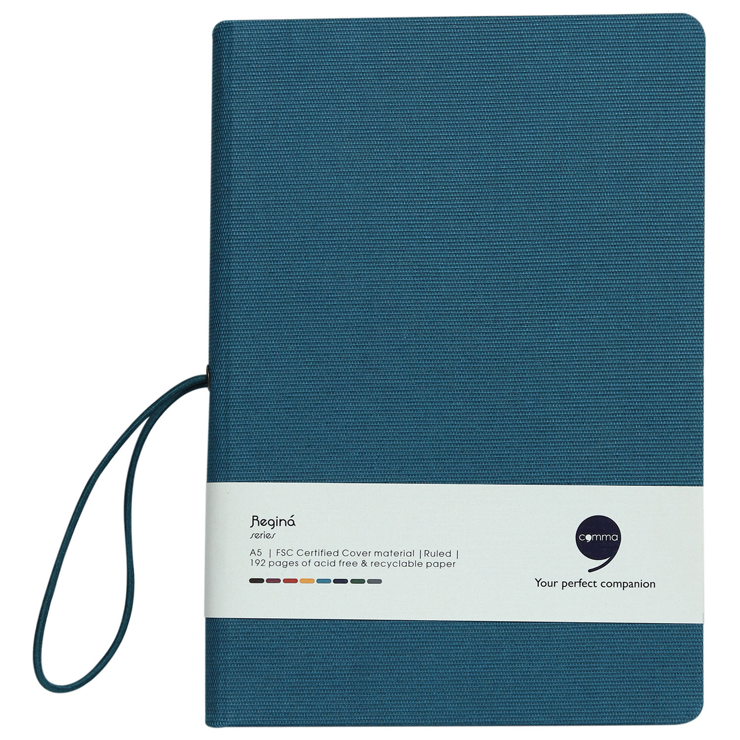 Comma Regina - A5 Size - Hard Bound Notebook (Peacock Blue)